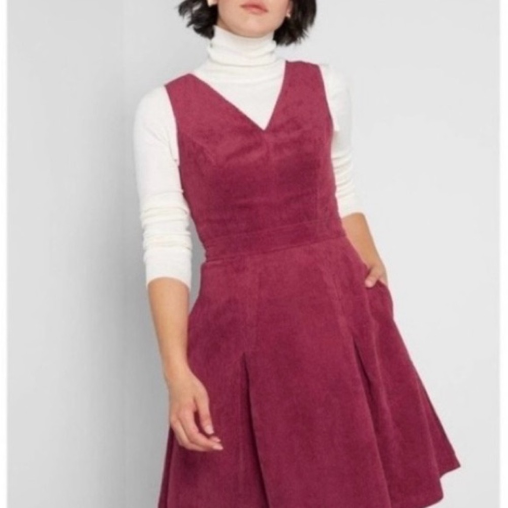 Modcloth Deep Red Midi Dress with Pockets